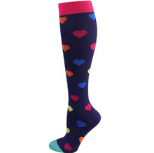 Charger l&#39;image dans la galerie, Colourful Love Heart High Compression Socks - Crazy Sock Thursdays
