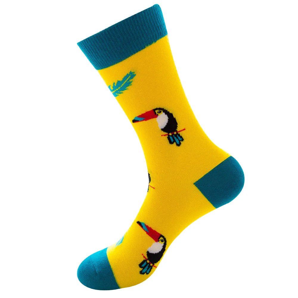 Toucans on Yellow Crazy Socks - Crazy Sock Thursdays