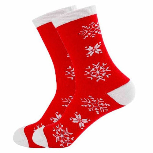 Women's Red Snowflake Crazy Christmas Socks - Crazy Sock Thursdays